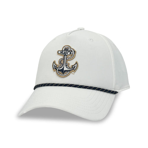 Navy Under Armour Sideline Drive 5 Panel Rope Hat (White)