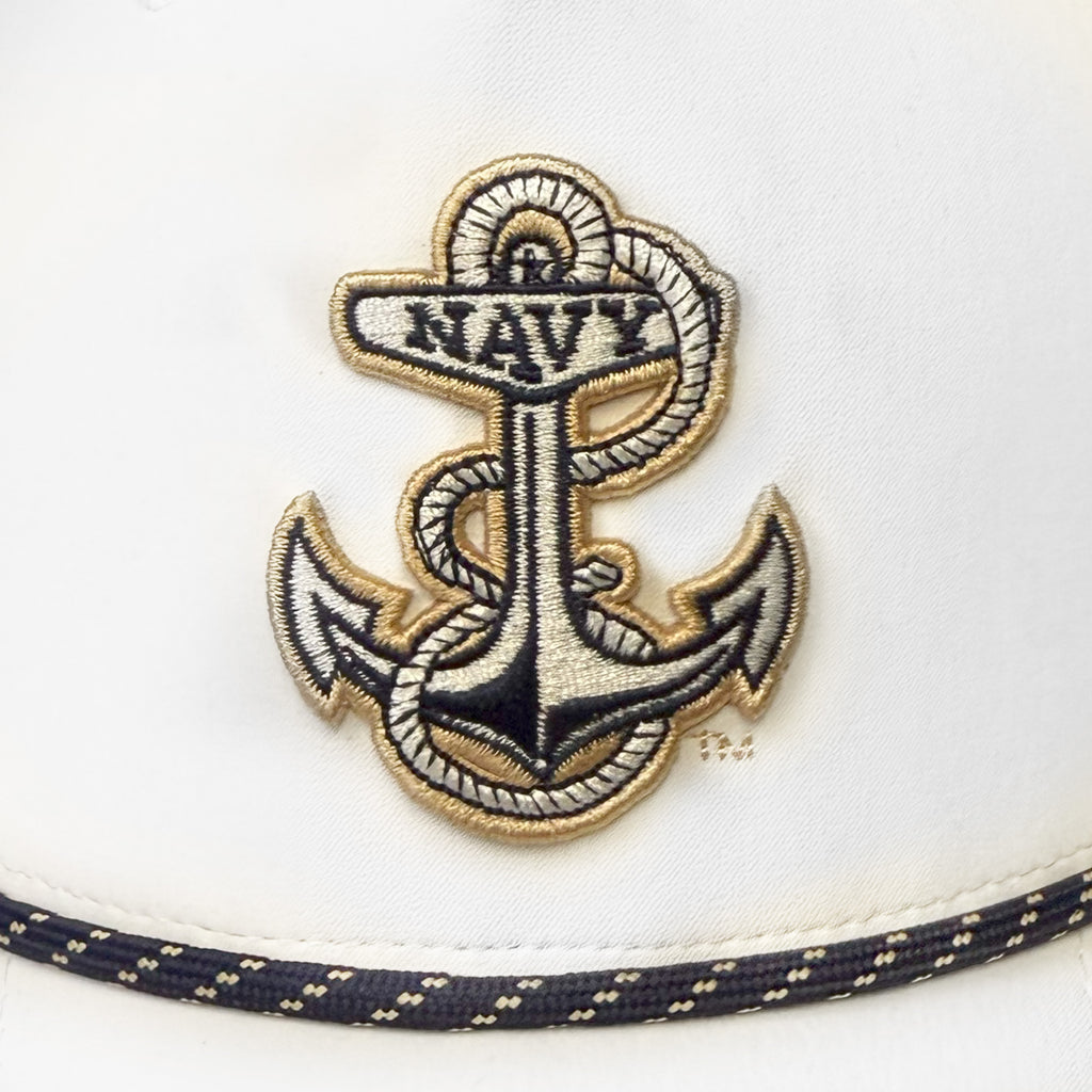 Navy Under Armour Sideline Drive 5 Panel Rope Hat (White)