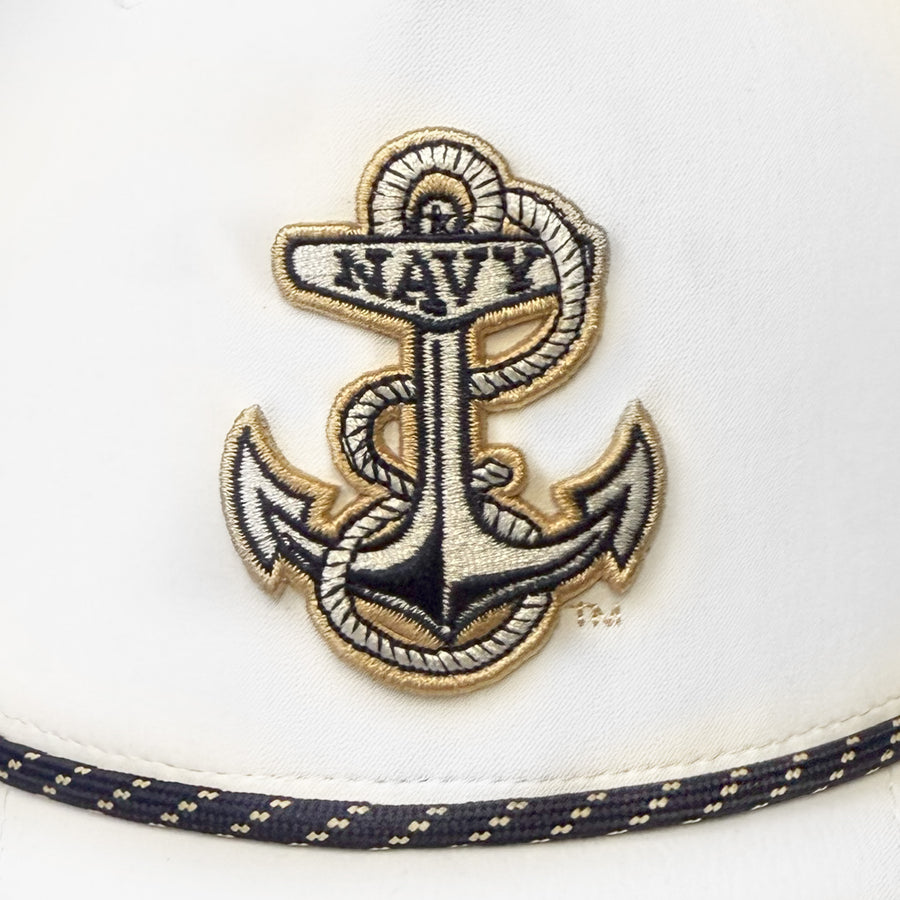 Navy Under Armour Sideline Drive 5 Panel Rope Hat (White)