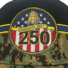 Load image into Gallery viewer, Navy Medal Of Honor 250th Anniversary Mesh Back Hat (Camo)