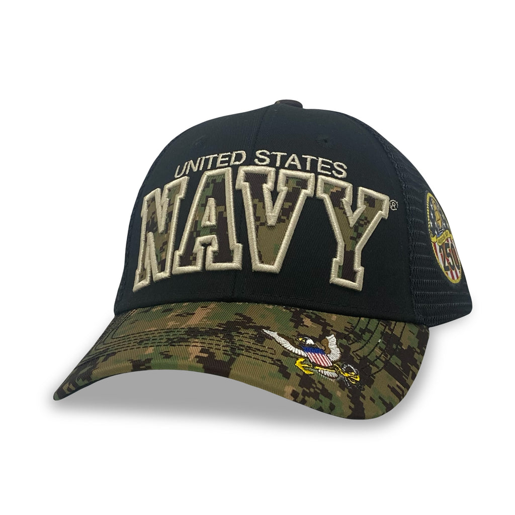 Navy Military Shadow 250th Anniversary Mesh Back Hat (Camo)