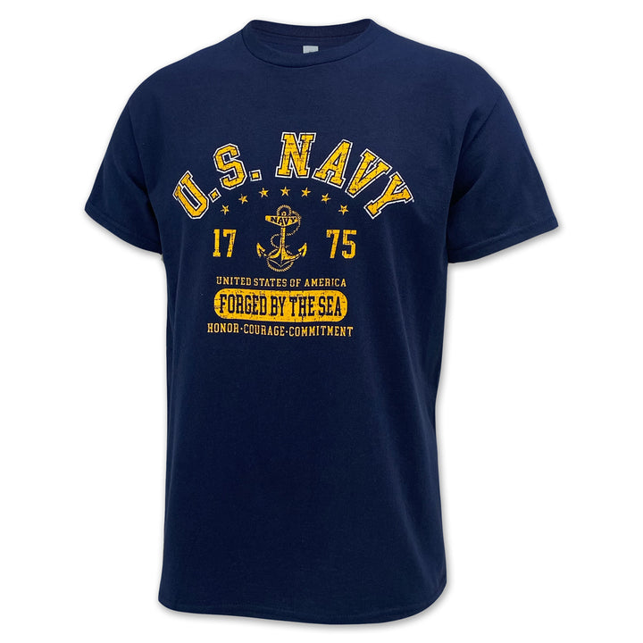 Navy Distressed Forged ByThe Sea T-Shirt (Navy)