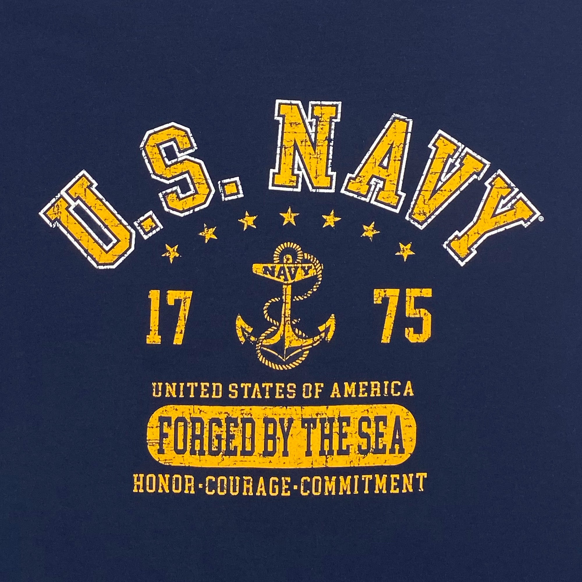 Navy Distressed Forged ByThe Sea T-Shirt (Navy) – Navy Gear
