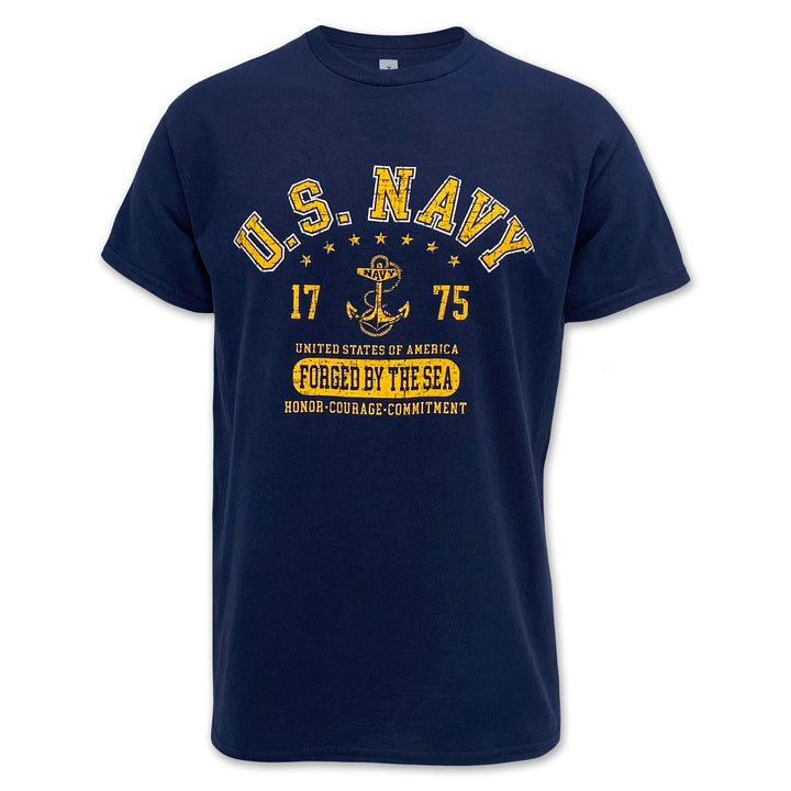 Navy Distressed Forged ByThe Sea T-Shirt (Navy)