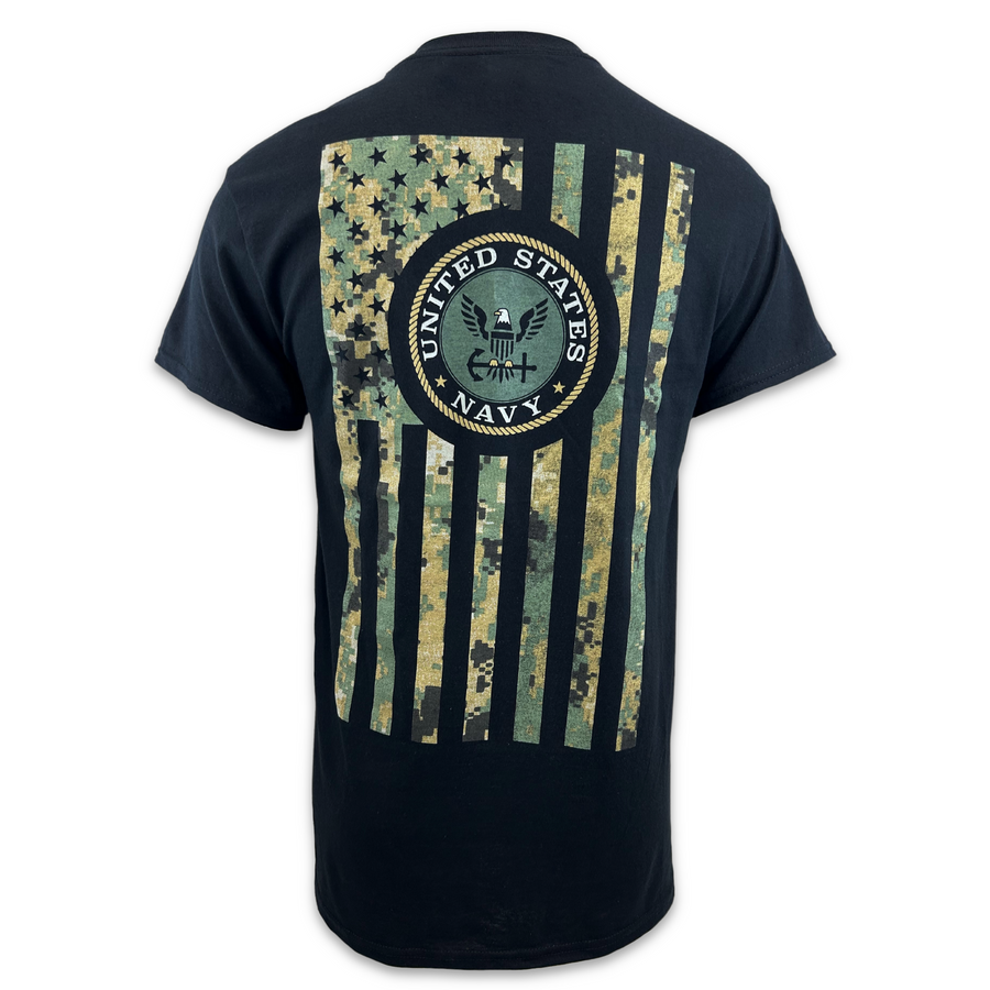 Navy Camo Flag T-Shirt (Black)