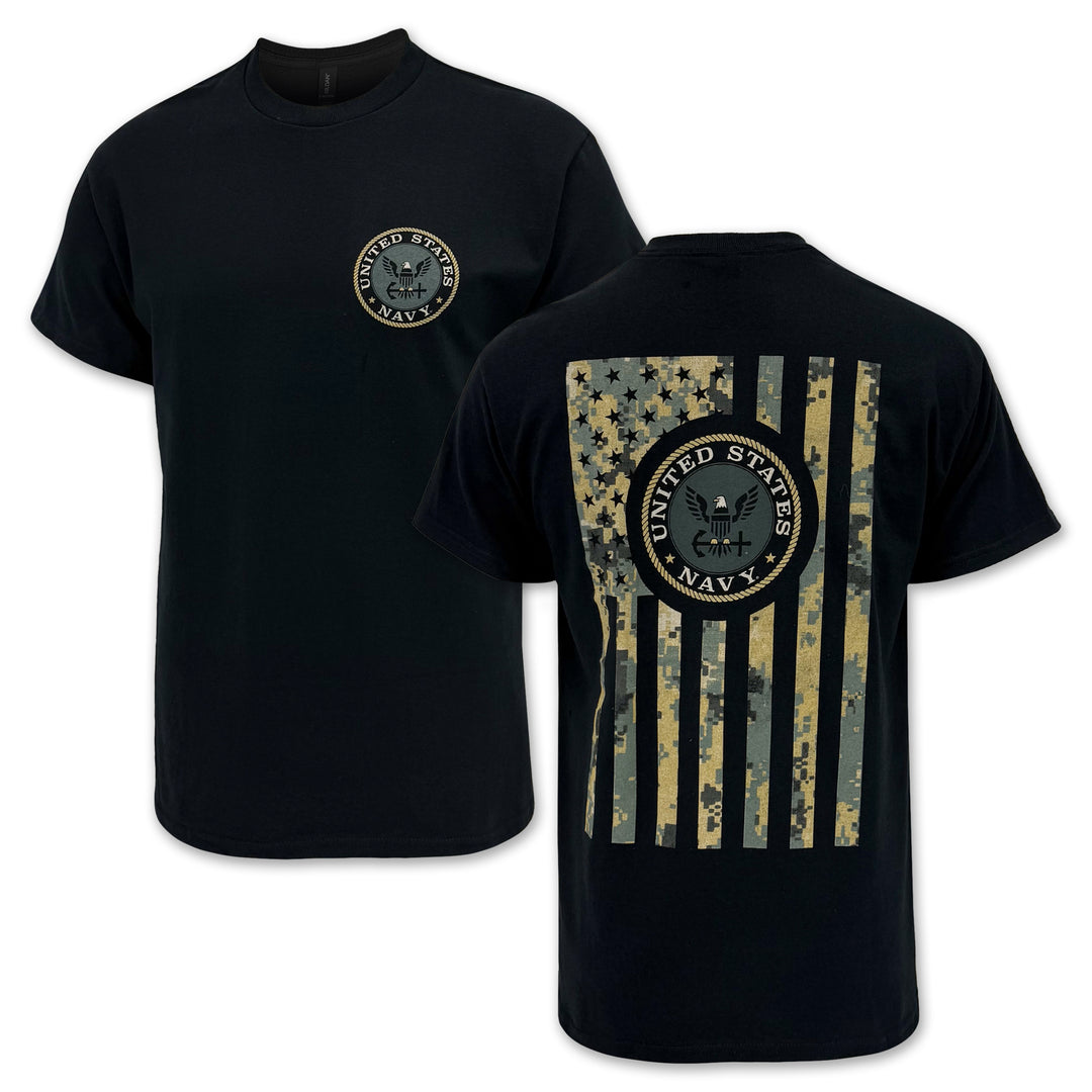 Navy Camo Flag T-Shirt (Black)