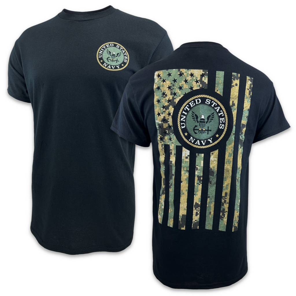 Navy Camo Flag T-Shirt (Black)