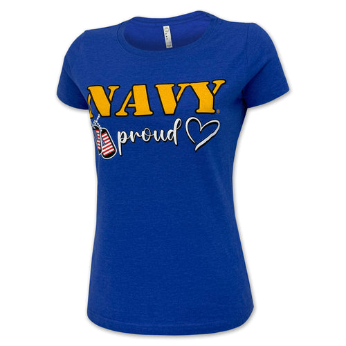 Navy Proud Ladies Dog Tag T-Shirt (Royal)