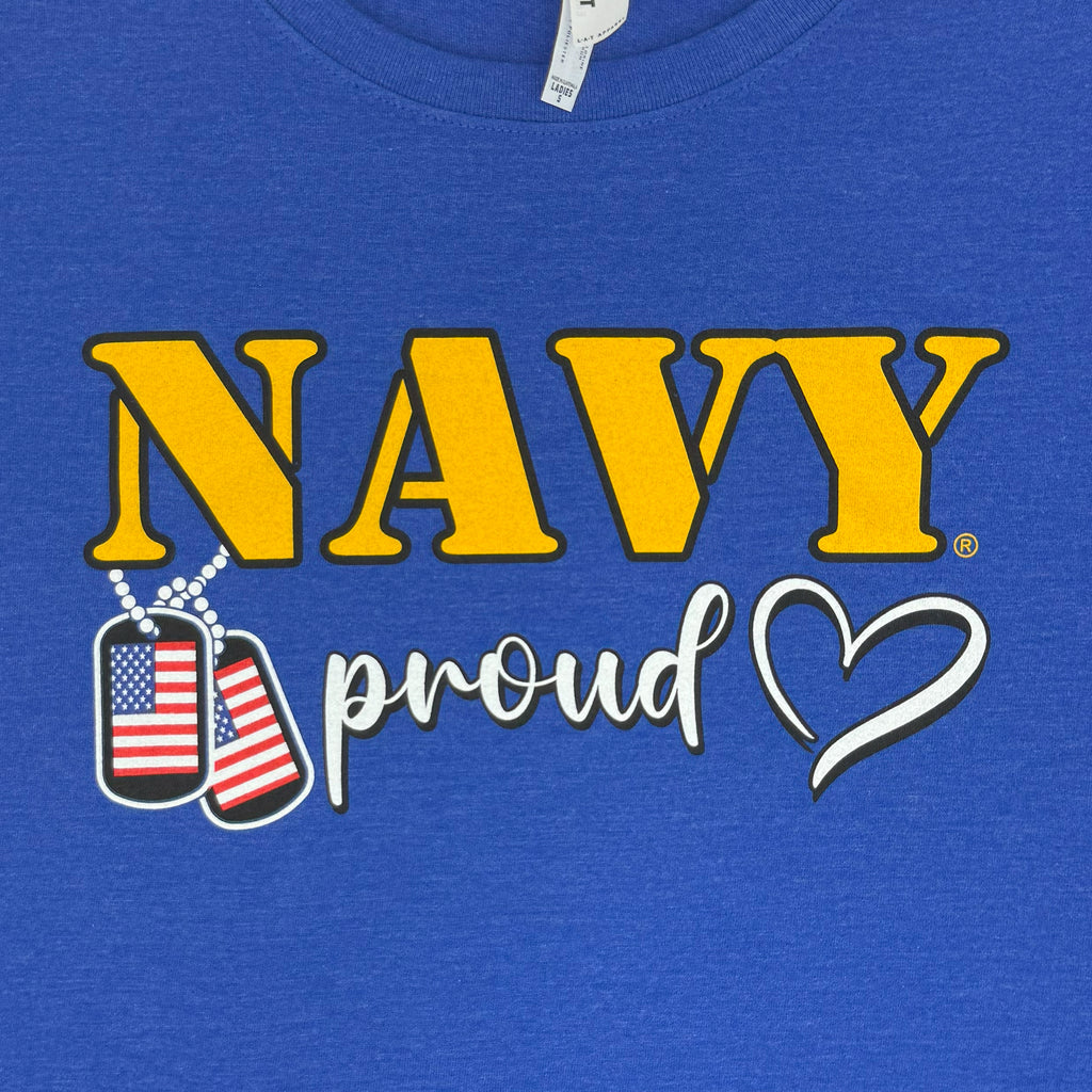 Navy Proud Ladies Dog Tag T-Shirt (Royal)