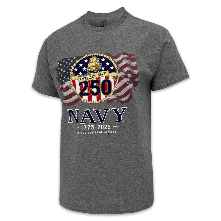 Navy 250th Anniversary Flag T-Shirt (Graphite)