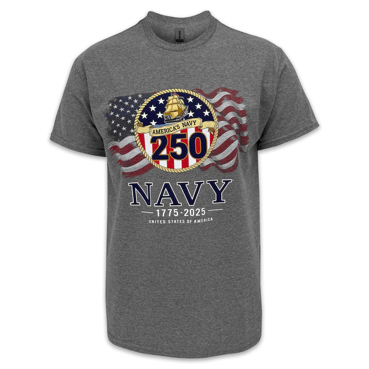Navy 250th Anniversary Flag T-Shirt (Graphite)