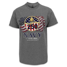 Load image into Gallery viewer, Navy 250th Anniversary Flag T-Shirt (Graphite)