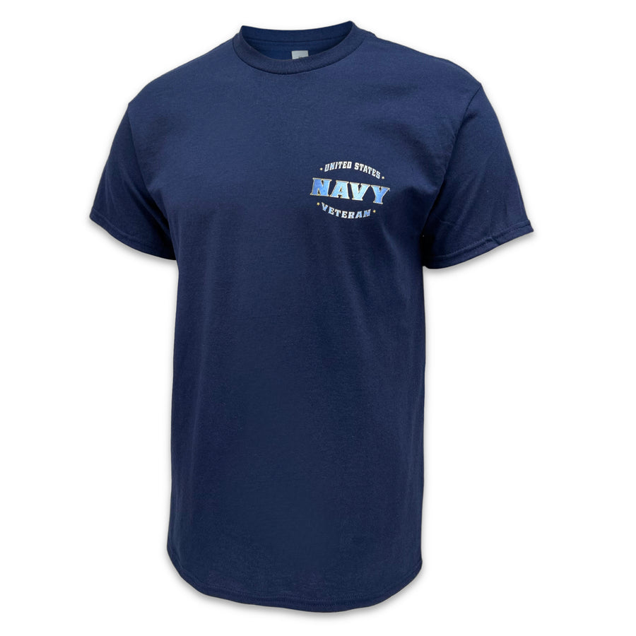 United States Navy Veteran Perched Eagle T-Shirt (Navy)