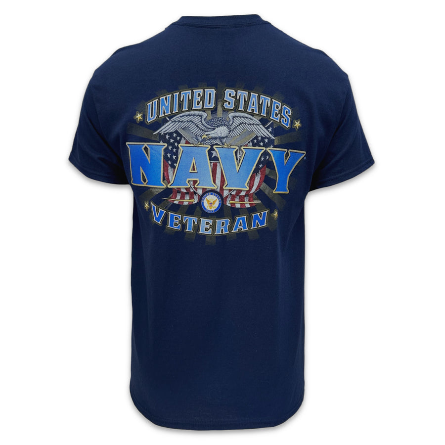 United States Navy Veteran Perched Eagle T-Shirt (Navy)