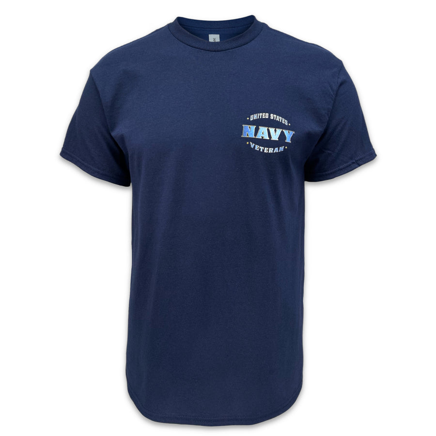 United States Navy Veteran Perched Eagle T-Shirt (Navy)
