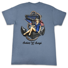 Load image into Gallery viewer, Navy Vintage Pinup T-Shirt (Stone Blue)