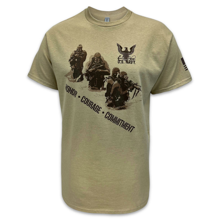 Navy Squad Honor Courage Commitment T-Shirt (Tan)