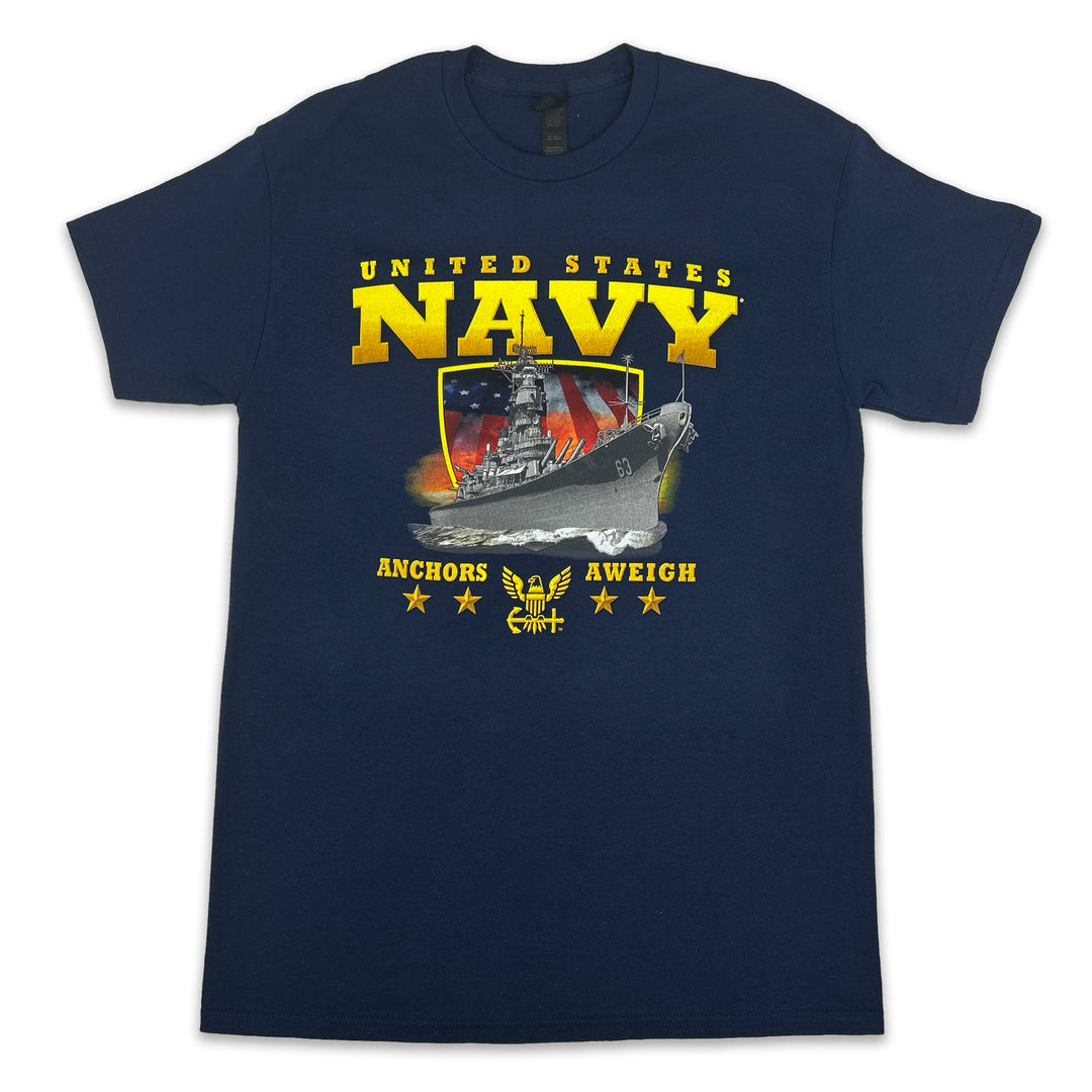 Gildan US Navy T-Shirt - Graphic Military Tee, 100% Cotton Preshrunk, Unisex Adult Fit