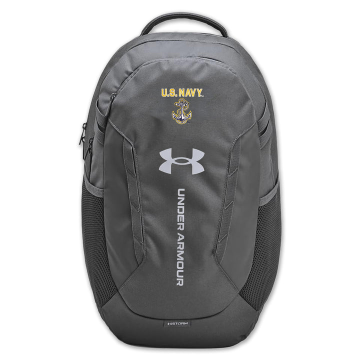 U.S. Navy Anchor Under Armour Hustle 5.0 Backpack (Grey)