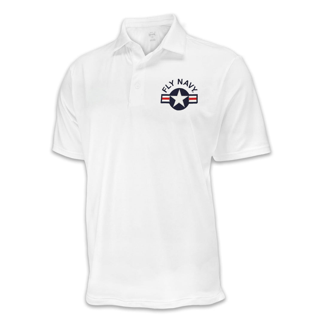 Navy Under Armour Fly Navy Performance Polo (White)