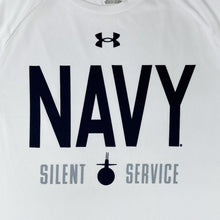 Load image into Gallery viewer, Navy Under Armour Silent Service Tech Long Sleeve T-Shirt (White)