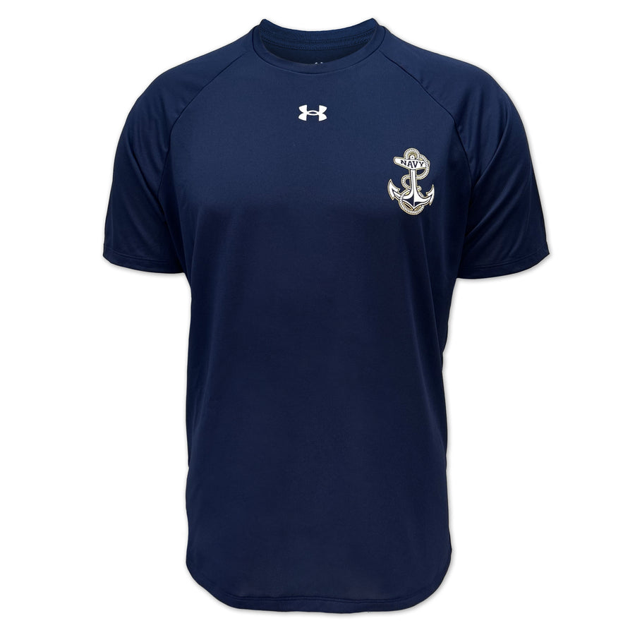 Navy Under Armour Left Chest Anchor Tech T-Shirt (Navy)
