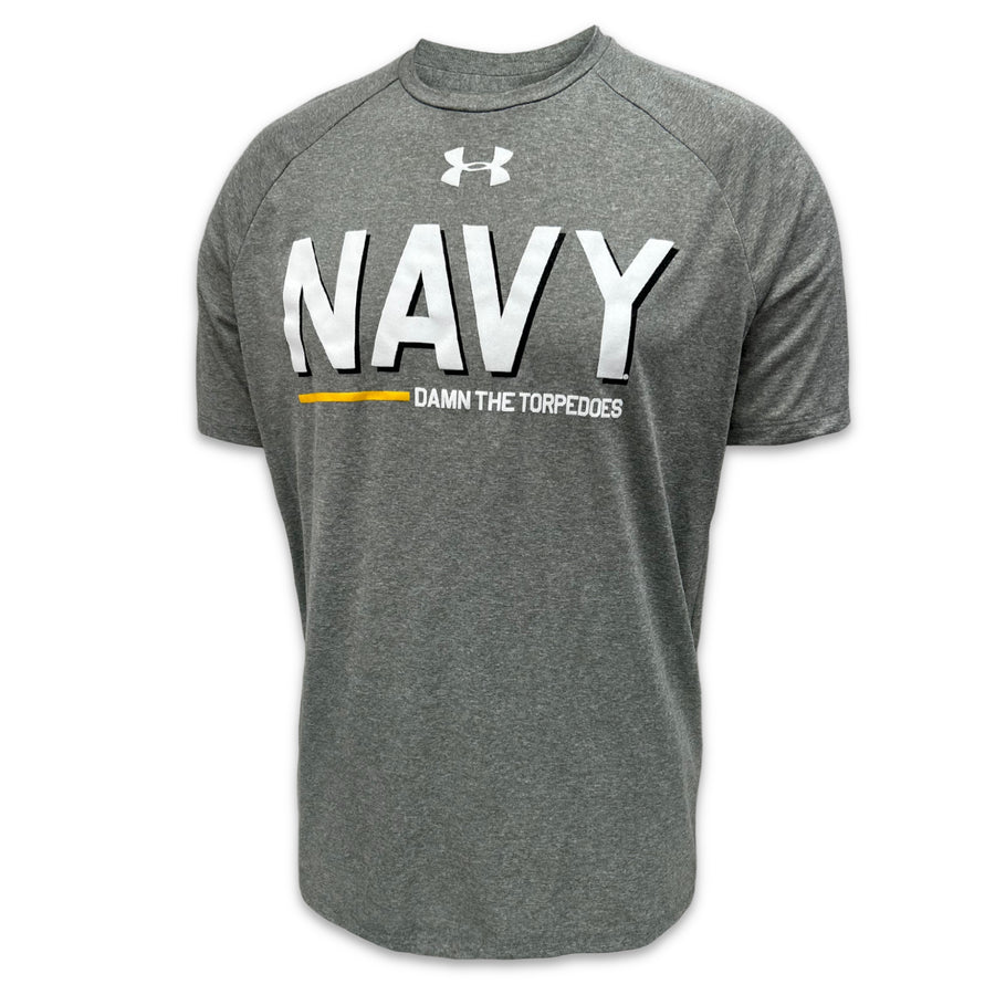 Navy Under Armour Damn the Torpedoes Ship T-Shirt (Grey)