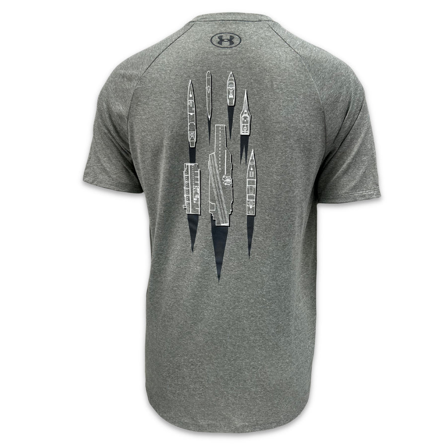 Navy Under Armour Damn the Torpedoes Ship T-Shirt (Grey)