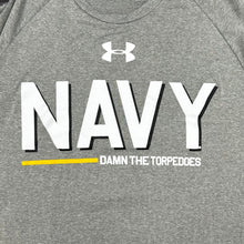 Load image into Gallery viewer, Navy Under Armour Damn the Torpedoes Ship T-Shirt (Grey)