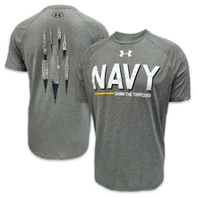 Load image into Gallery viewer, Navy Under Armour Damn the Torpedoes Ship T-Shirt (Grey)