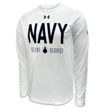 Load image into Gallery viewer, Navy Under Armour Silent Service Tech Long Sleeve T-Shirt (White)
