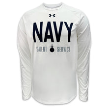 Load image into Gallery viewer, Navy Under Armour Silent Service Tech Long Sleeve T-Shirt (White)