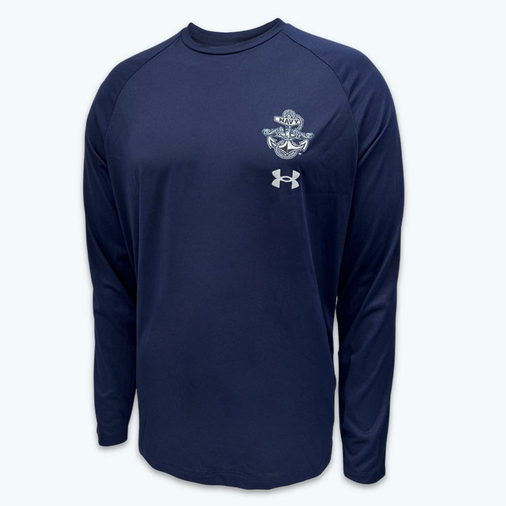Navy Under Armour Anchor Silent Service Spine Long Sleeve T-Shirt (Navy)