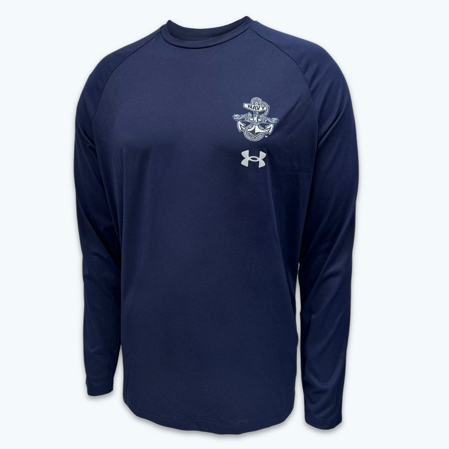 Navy Under Armour Anchor Silent Service Spine Long Sleeve T-Shirt (Navy)