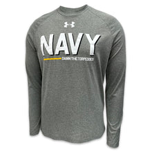 Load image into Gallery viewer, Navy Under Armour Damn the Torpedoes Ship Long Sleeve T-Shirt (Grey)