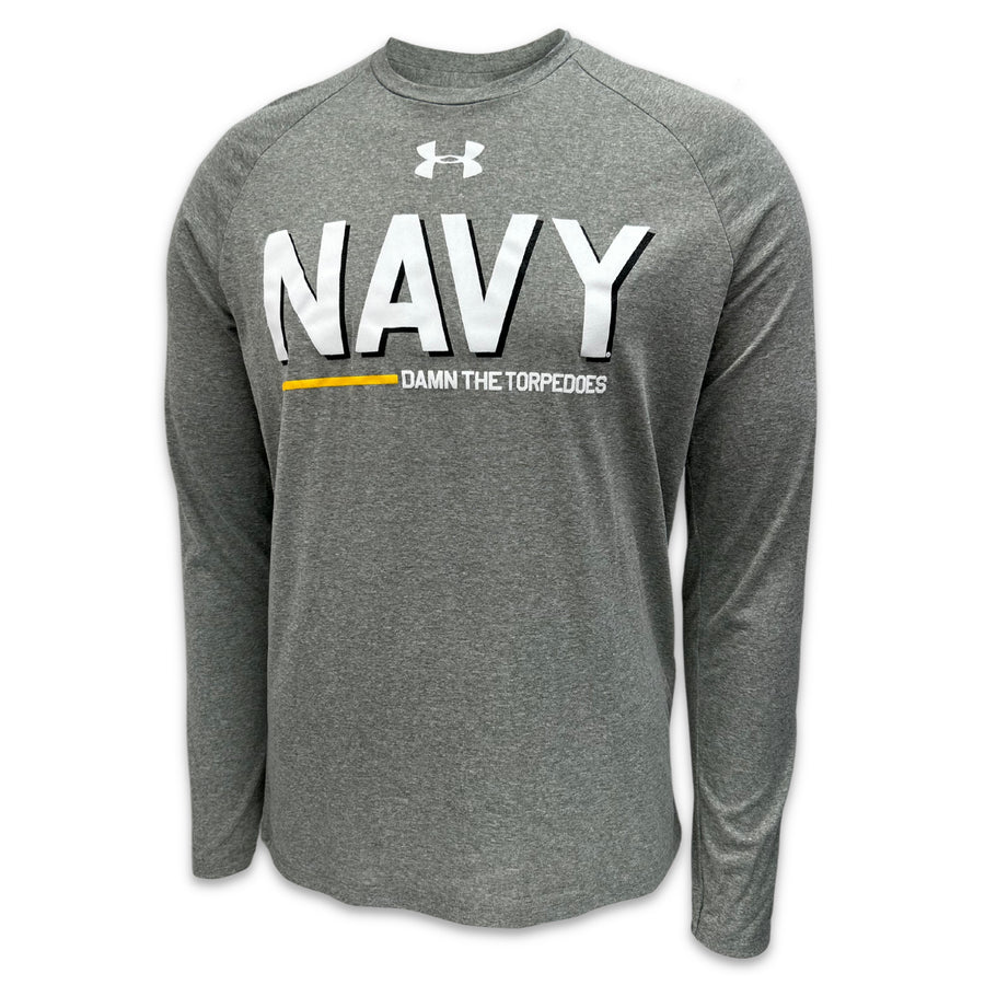 Navy Under Armour Damn the Torpedoes Ship Long Sleeve T-Shirt (Grey)