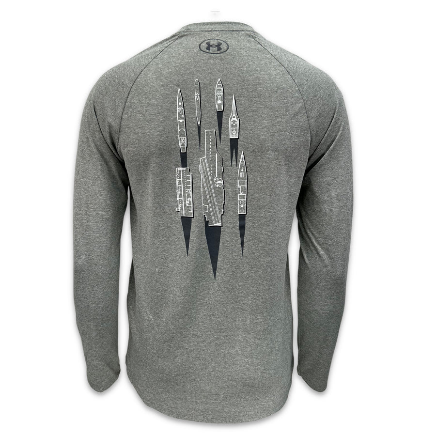 Navy Under Armour Damn the Torpedoes Ship Long Sleeve T-Shirt (Grey)