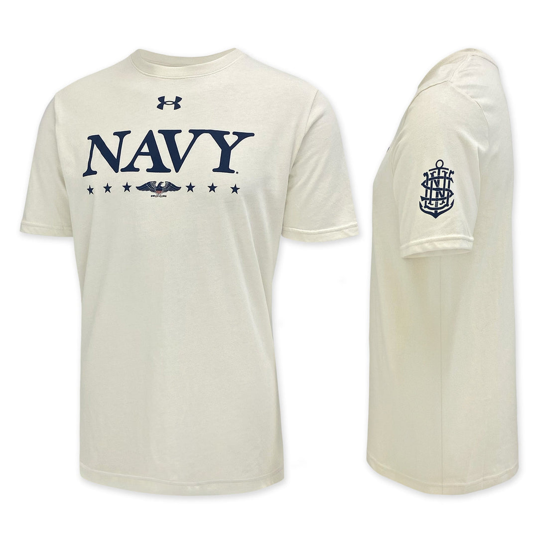 Navy Under Armour 2025 Rivalry Navy Eagle Cotton T-Shirt (Stone)