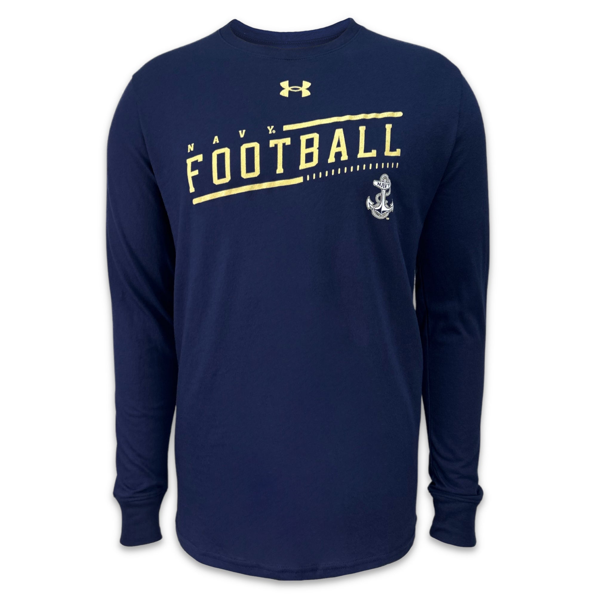 Navy Football Under Armour Sideline Performance Cotton Long Sleeve T-S