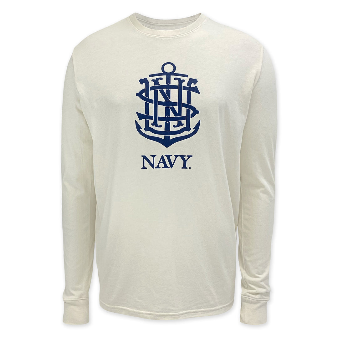 Navy Anchor Under Armour 2025 Rivalry Performance Cotton LS T-Shirt (Stone)