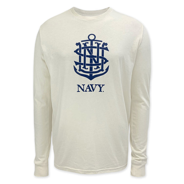 Navy Anchor Under Armour 2025 Rivalry Performance Cotton LS T-Shirt (Stone)