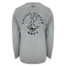 Load image into Gallery viewer, United States Navy Anchor Under Armour Tech Long Sleeve T-Shirt (Grey)