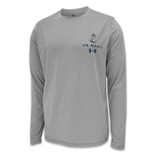 Load image into Gallery viewer, United States Navy Anchor Under Armour Tech Long Sleeve T-Shirt (Grey)