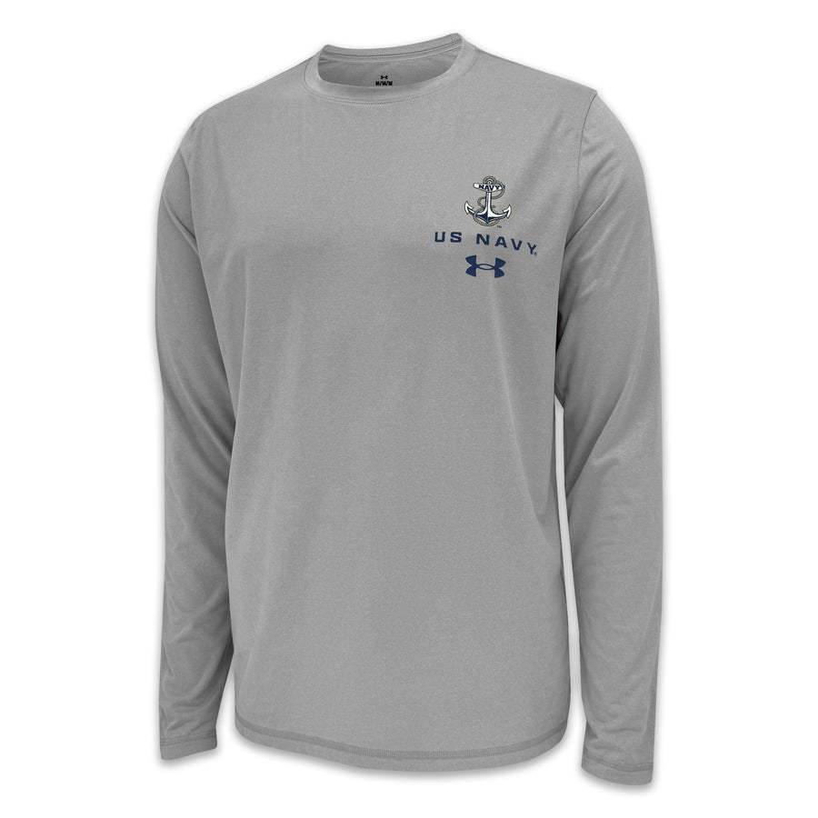 United States Navy Anchor Under Armour Tech Long Sleeve T-Shirt (Grey)