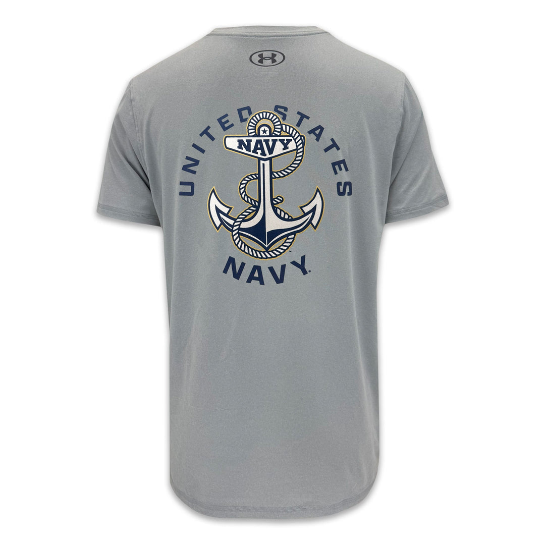 United States Navy Anchor Under Armour Tech T-Shirt (Grey)