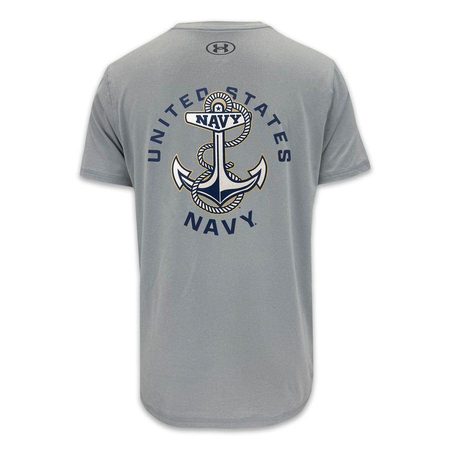 United States Navy Anchor Under Armour Tech T-Shirt (Grey)
