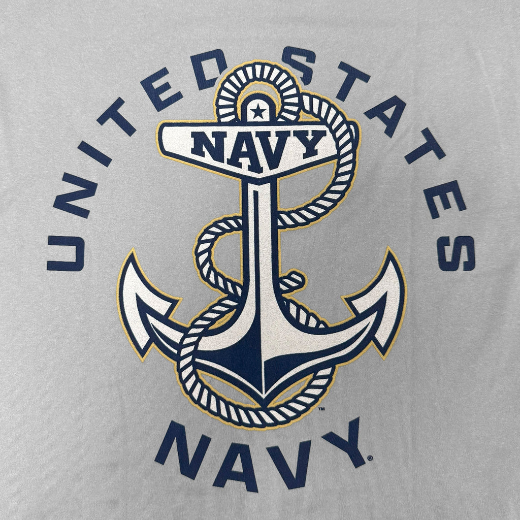 United States Navy Anchor Under Armour Tech Long Sleeve T-Shirt (Grey)