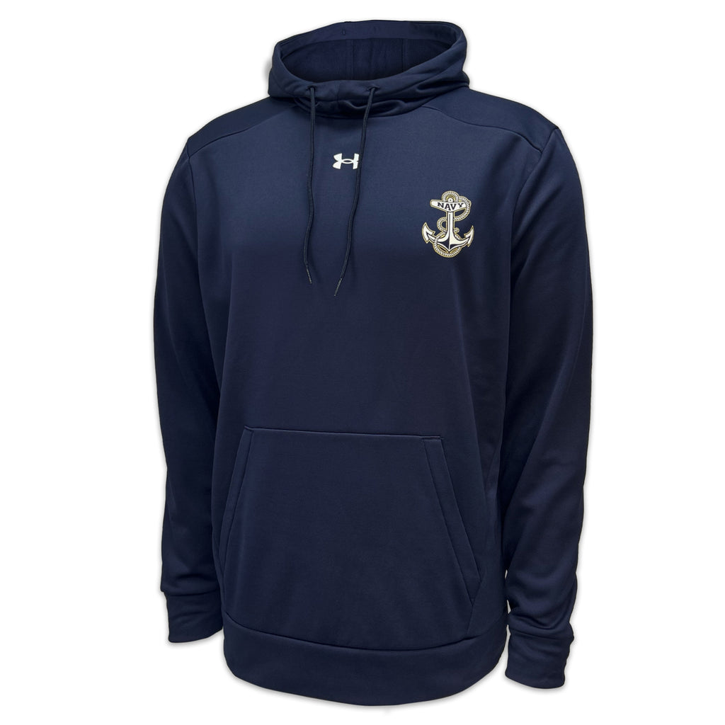 Navy Under Armour Left Chest Anchor Armour Fleece Hood (Navy)