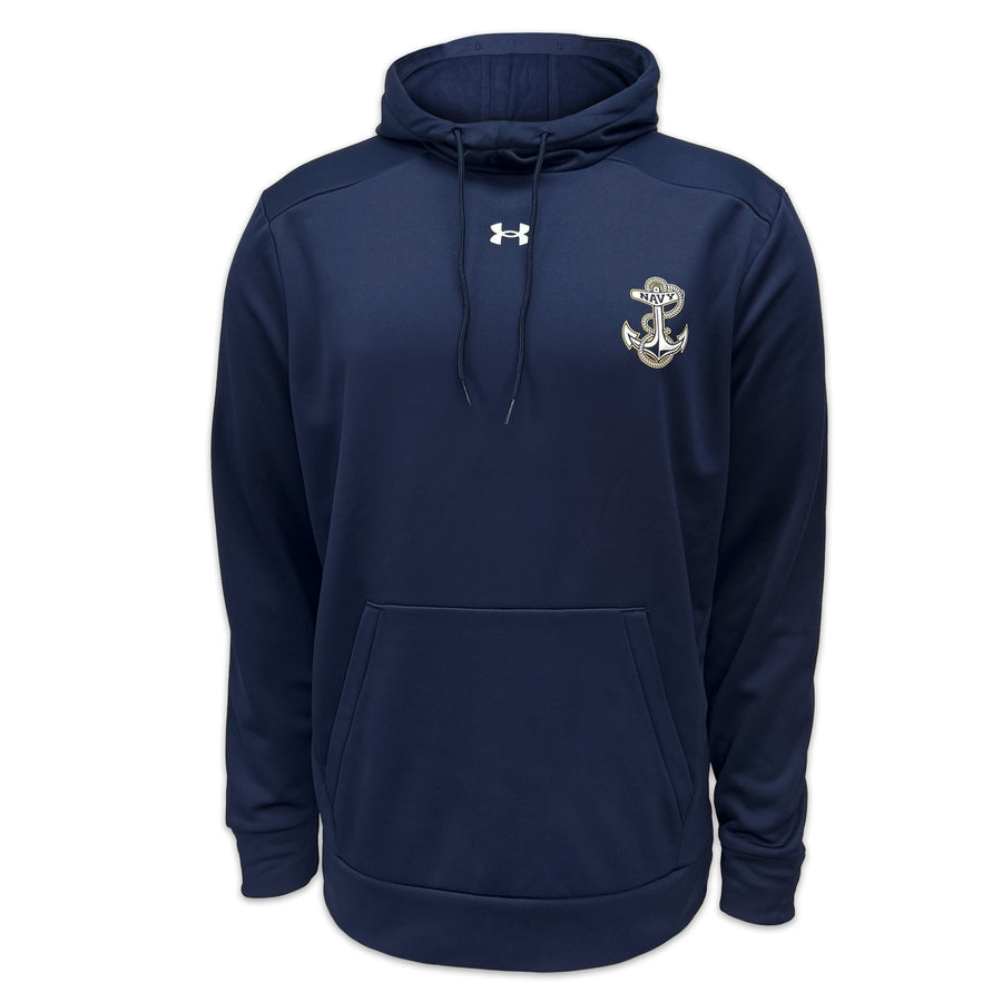 Navy Under Armour Left Chest Anchor Armour Fleece Hood (Navy)