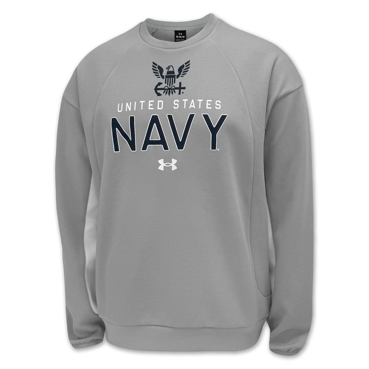 Navy Under Armour Icon Double Knit Fleece Crew (Grey)